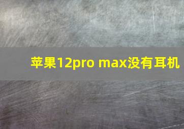 苹果12pro max没有耳机